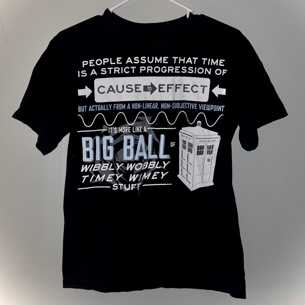 Unisex Ripple Junction Doctor Who “Wibbly Wobbly” Quote T-Shirt | Size: S